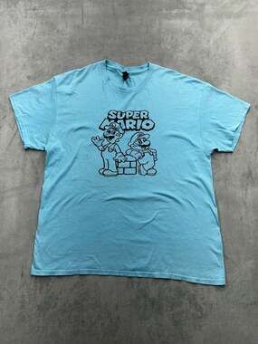 Gildan Heavy Cotton Super Mario Bros. Mario and Luigi Line Art Graphic T-Shirt
